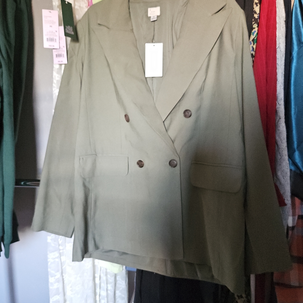 A New Day Green Blazer Structured Suit Jacket